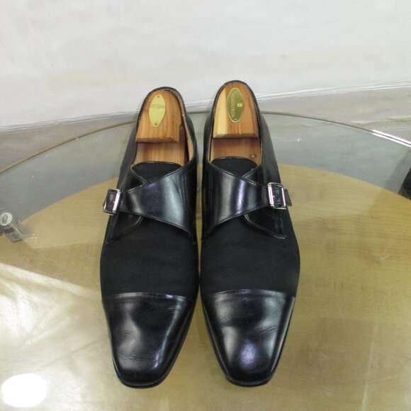 MERCANTI FLORENTI Men\'s Monk Strap Oxfords Black Leather Made In Italy Size 12 M main image 4